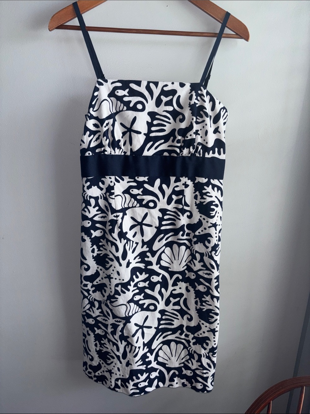 Vineyard Vines Navy & White Sea Creature Print Midi Dress
